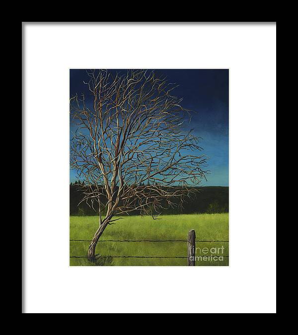 Landscape Framed Print featuring the painting White Tree of Worden by Rosellen Westerhoff