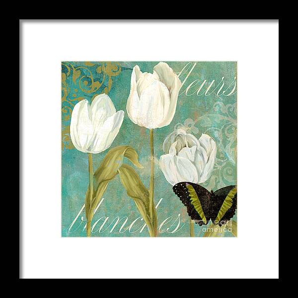 White Tulips Framed Print featuring the painting White Tulips by Mindy Sommers