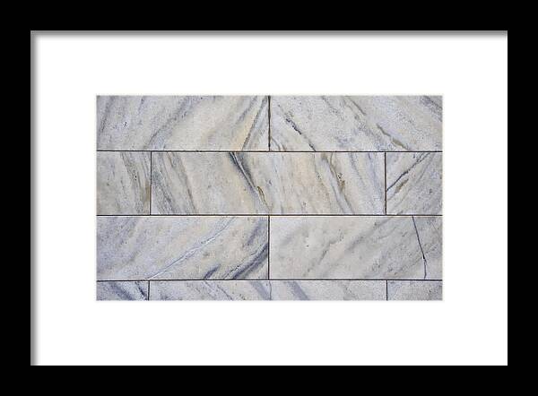  Background Double Page Image Framed Print featuring the photograph White variegated marble wall by Gary Warnimont