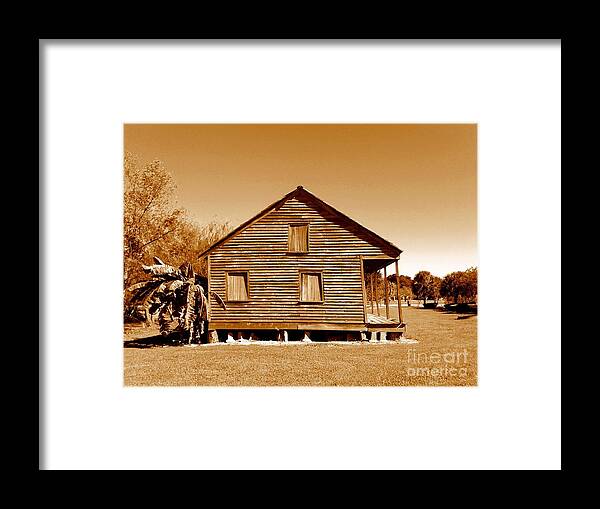Whitney Plantation Framed Print featuring the photograph Whitney Plantation Slave Cabin in Wallace Louisiana by Michael Hoard