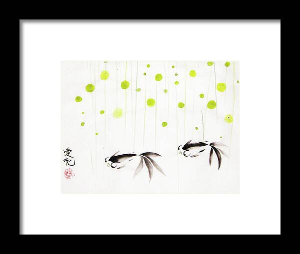 Fish Framed Print featuring the painting Who Cares About The Storm Above by Oiyee At Oystudio