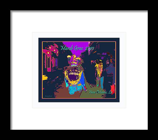 Mardi Gras 2011 Framed Print featuring the digital art Who DAt at Night in the Quarter by Beverly Boulet