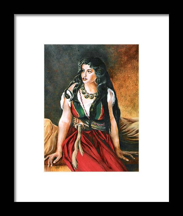 Portrait Framed Print featuring the painting Who is coming now by Patricia Rachidi