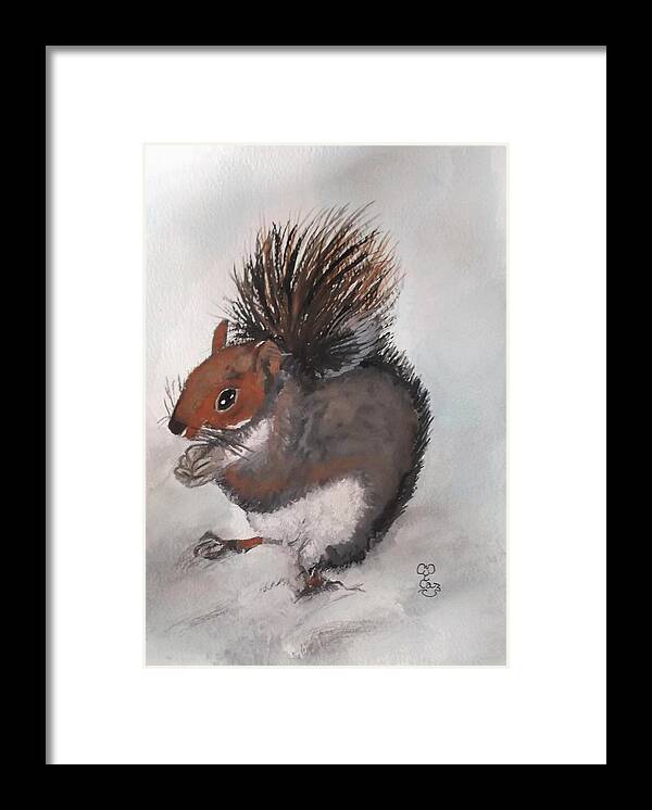 Squirrel Framed Print featuring the painting Who's had me nuts by Carole Robins