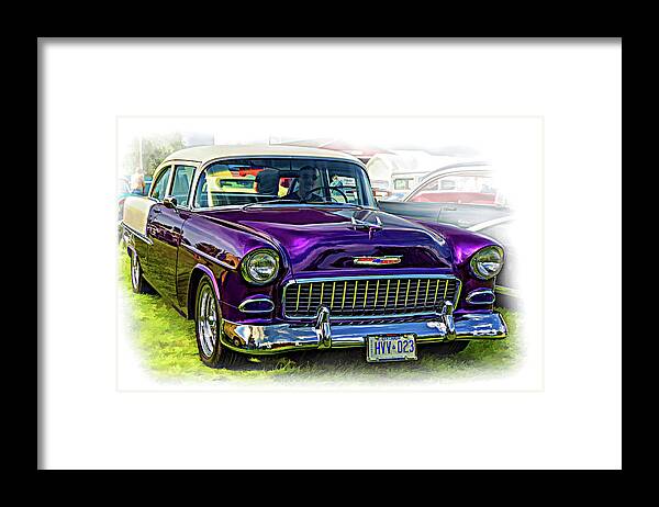 Automotive Framed Print featuring the photograph Wicked 1955 Chevy - Vignette Paint by Steve Harrington