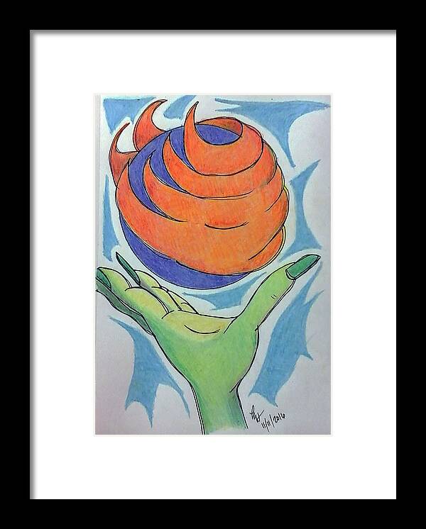 Art Framed Print featuring the drawing Wicket Fireball by Loretta Nash