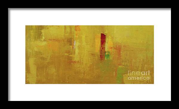 Oil Framed Print featuring the painting Wide Abstract D by Becky Kim