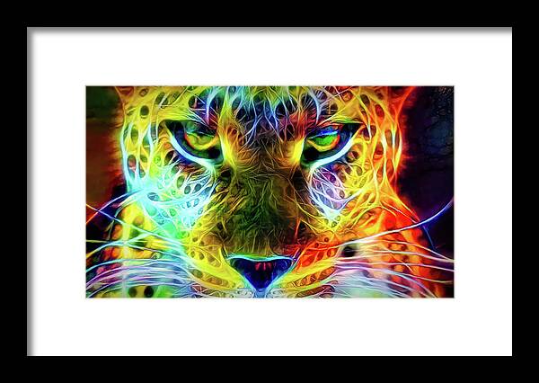 Leopard Framed Print featuring the mixed media Wild cat's eyes by Lilia D