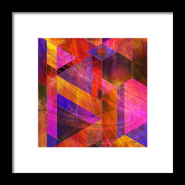 Abstract Framed Print featuring the digital art Wild Fire - Square Version by Studio B Prints