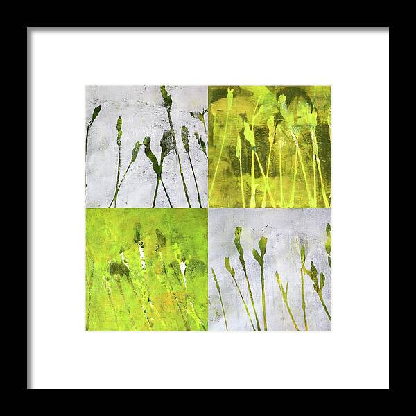 Wild Grass Collage Framed Print featuring the painting Wild Grass Collage 1 by Nancy Merkle