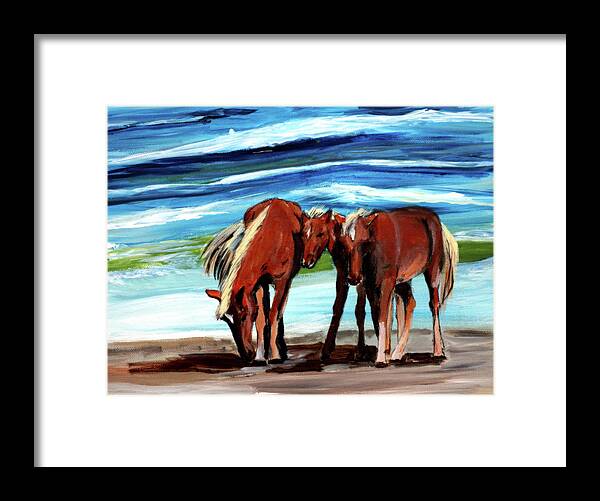 Horse Framed Print featuring the painting Wild Horses Outer Banks by Katy Hawk