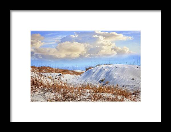 Clouds Framed Print featuring the photograph Wild Sand Dunes by Debra and Dave Vanderlaan