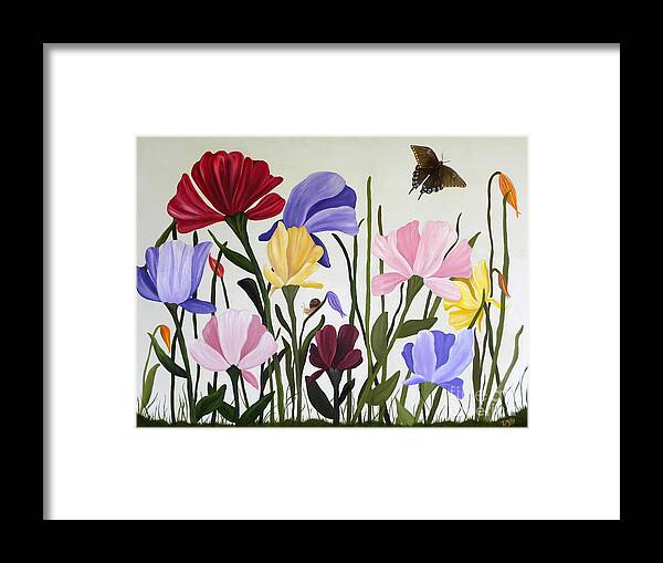 Tulips Framed Print featuring the painting Wild Tulips by Terri Mills