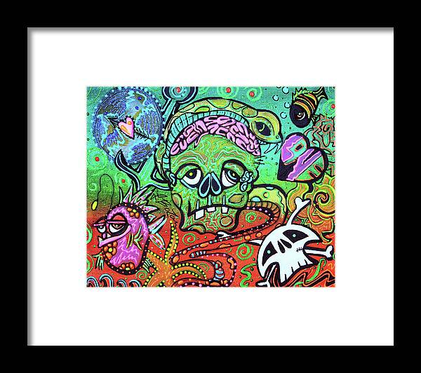 Abstract Framed Print featuring the painting Wild Zombie by Laura Barbosa