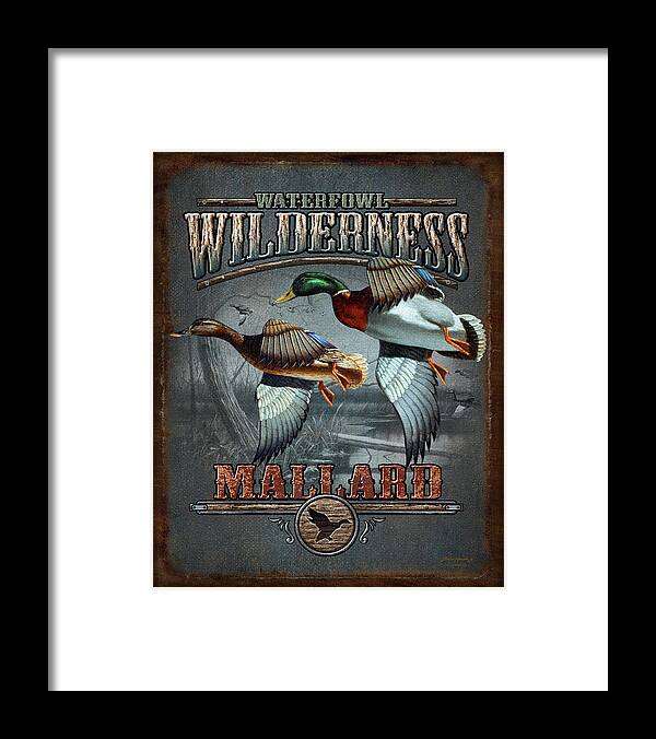 Bruce Miller Framed Print featuring the painting Wilderness mallard by JQ Licensing