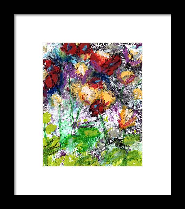 Abstract Framed Print featuring the painting Wildest Flowers- Art by Linda Woods by Linda Woods