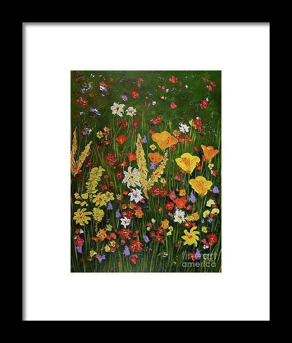 Barriestarkart Framed Print featuring the painting Wildflower Garden by Barrie Stark