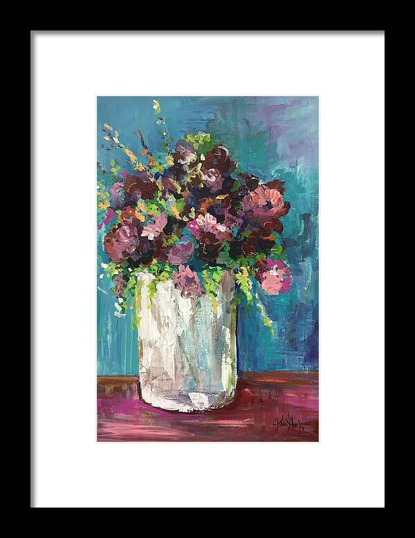  Framed Print featuring the painting Wildflower Vase by Karen Ahuja