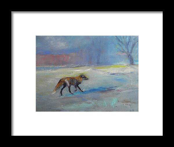 Winter Framed Print featuring the painting Wiley Fox by Susan Esbensen