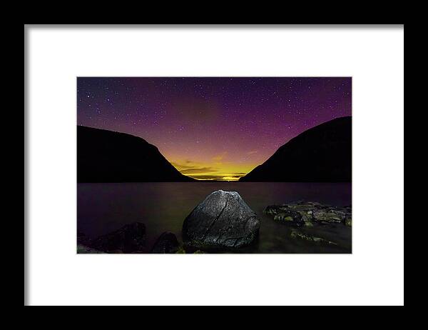 Aurora Framed Print featuring the photograph Willoughby Aurora and Boulder by Tim Kirchoff