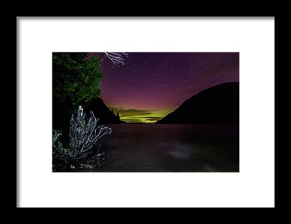 Aurora Framed Print featuring the photograph Willoughby Aurora and Shoreline by Tim Kirchoff