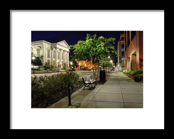 Wilmington Framed Print featuring the photograph Wilmington Sidewalk At Night by Greg and Chrystal Mimbs