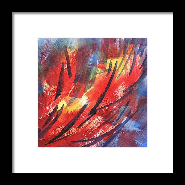 Abstract Framed Print featuring the painting Wind And Fire Abstract Decor by Irina Sztukowski