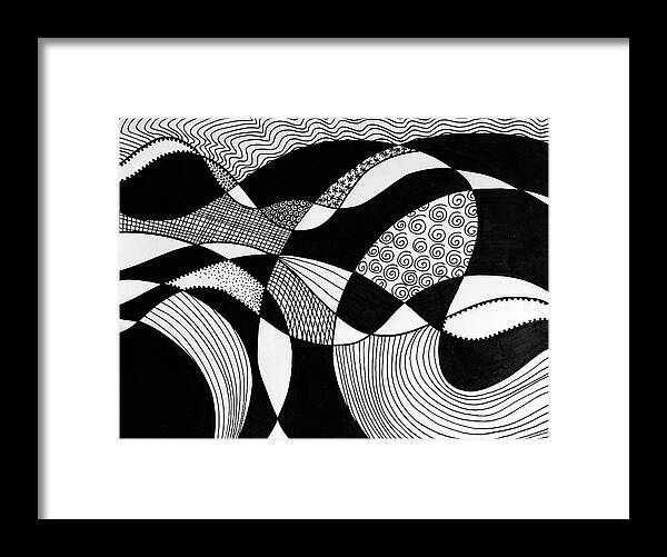 Black And White Framed Print featuring the drawing Wind and Wuthering by Lynellen Nielsen