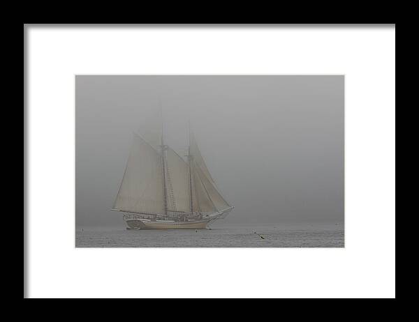 Maine Framed Print featuring the photograph Windjammer in Fog by Colin Chase