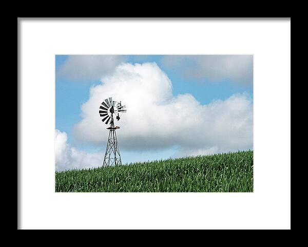 Outdoors Framed Print featuring the photograph Windmill and Bird by Doug Davidson