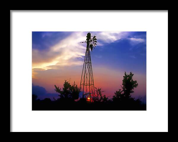 Windmill Framed Print featuring the photograph Windmill at Sunset by Stephen Anderson