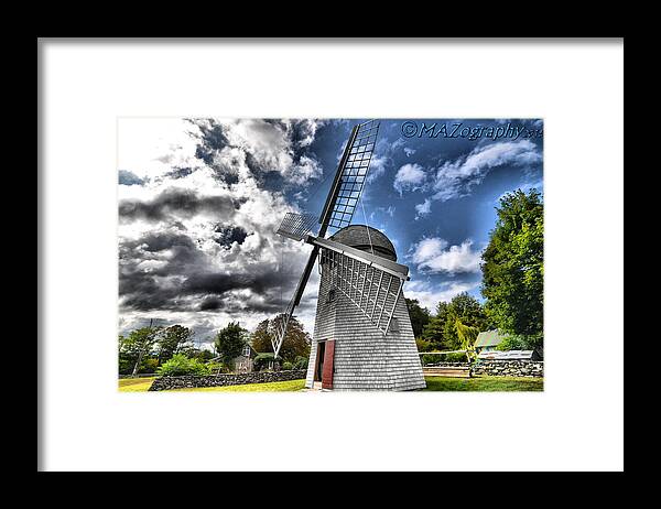 Windmill Framed Print featuring the photograph Windmill in the clouds by Melissa Hicks