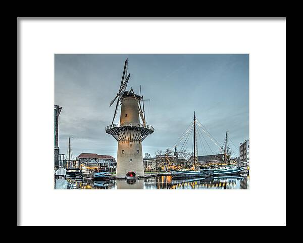 Windmill Framed Print featuring the photograph Windmill The Camel Schiedam by Frans Blok