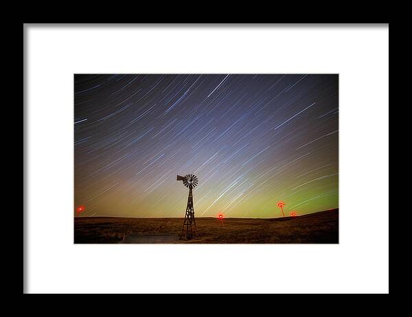 Windmills Framed Print featuring the photograph Windmills and Stars by Darren White