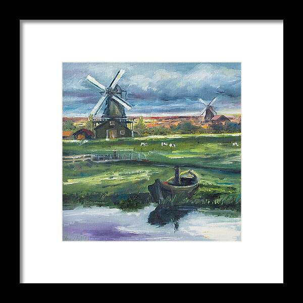 Water Framed Print featuring the painting Windmills by Rick Nederlof