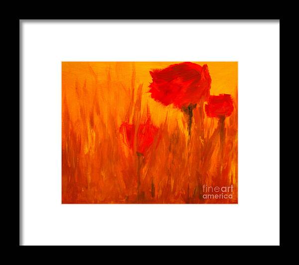 Flowers Framed Print featuring the painting Windy Red by Julie Lueders 