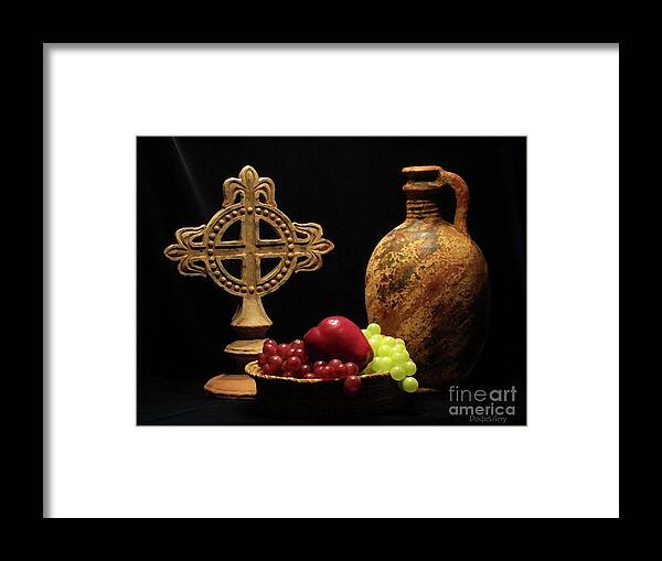 Still Life Framed Print featuring the photograph Wine and Fruit by Dodie Ulery