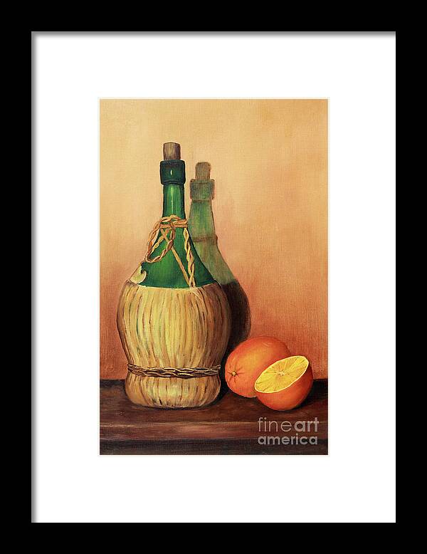 Wine Framed Print featuring the painting Wine and Oranges by Pattie Calfy