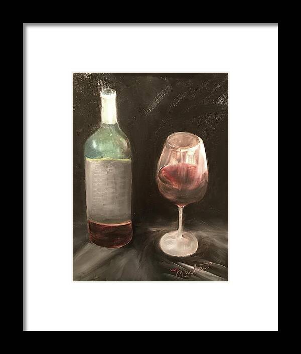  Framed Print featuring the painting Wine Bottle and Glass by Sheila Mashaw
