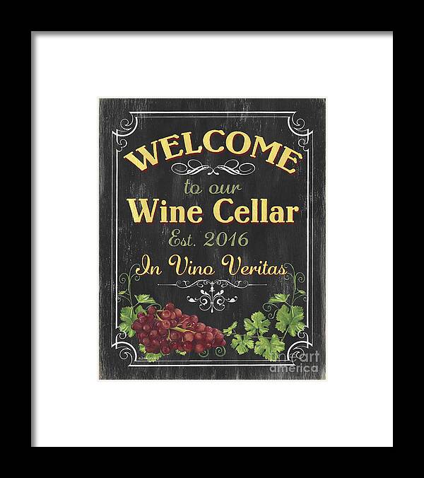 Wine Framed Print featuring the painting Wine Cellar Sign 1 by Debbie DeWitt