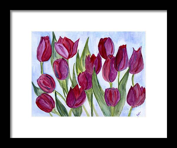 Tulip Framed Print featuring the painting Wine Tulips by Julia Stubbe