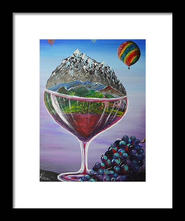 Red Wine Framed Print featuring the painting Wine World by Eric Johansen
