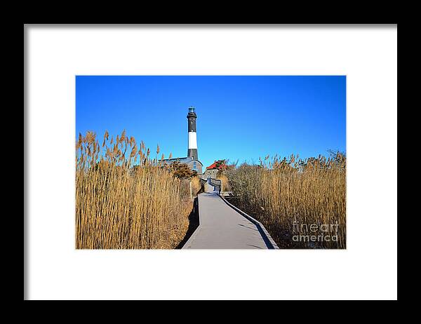 Featured Framed Print featuring the photograph Winter Afternoon at the Fire island Lighthouse by Stacie Siemsen