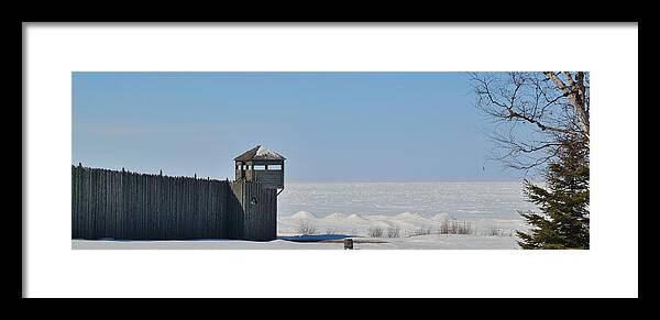 Fort Michilimackinac Framed Print featuring the photograph Winter at Fort Michilimackinac by Mikel Classen