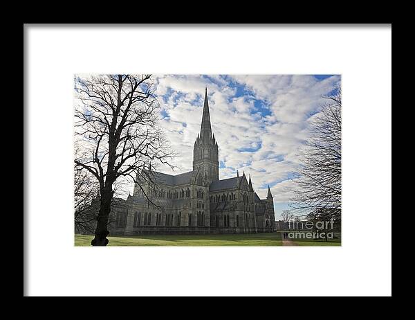 Salisbury Cathedral Framed Print featuring the photograph Winter at Salisbury Cathedral by Terri Waters