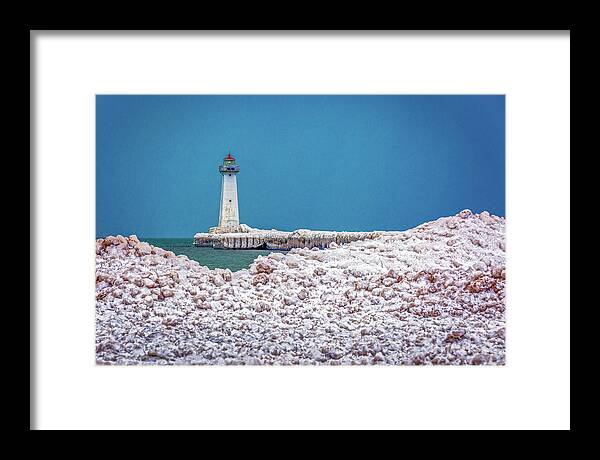 Harbour Framed Print featuring the photograph Winter at Sodus Point by Roger Monahan
