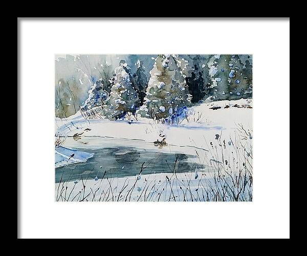 Landscape Framed Print featuring the painting Winter Blues by Sheila Romard