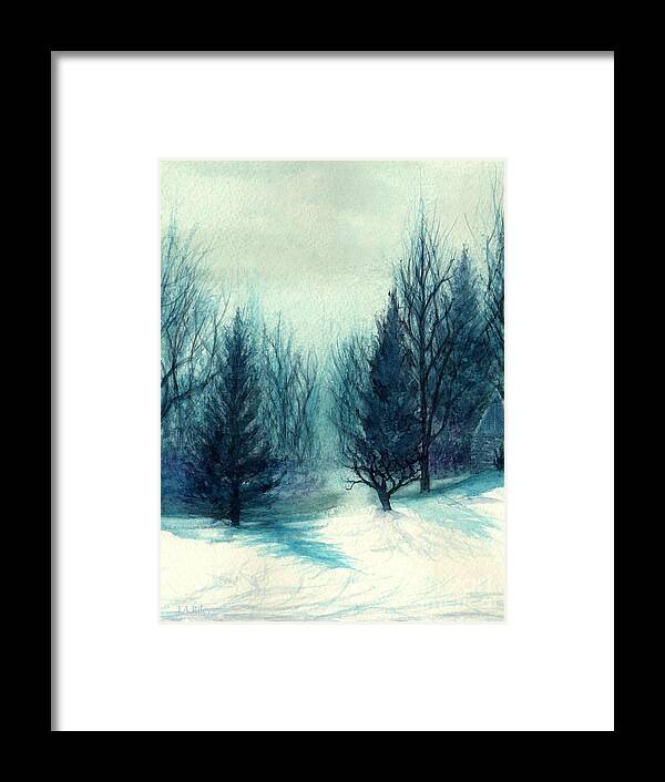Winter Blues Framed Print featuring the painting Winter Blues - Winter's Light by Janine Riley
