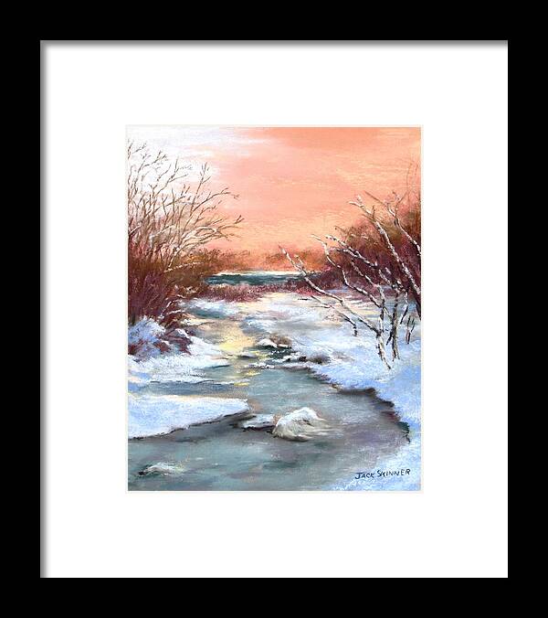 Winter Framed Print featuring the painting Winter Brook by Jack Skinner