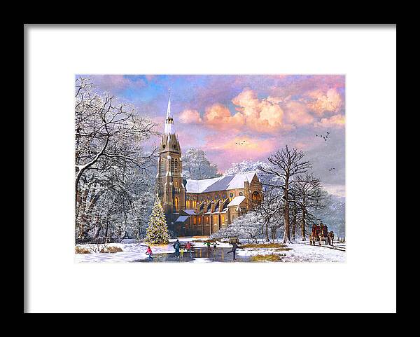 Skaters Framed Print featuring the digital art Winter Cathedral by MGL Meiklejohn Graphics Licensing